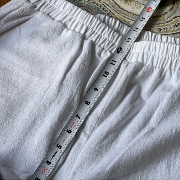 NoraCora white elastic high waist tapered lavender floral pants M - Picture 10 of 14